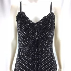 White House Black Market Sz M Polka Dot Ruffle Top